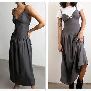 Oak + Fort Drop waist dress with metal eyelets - brand new